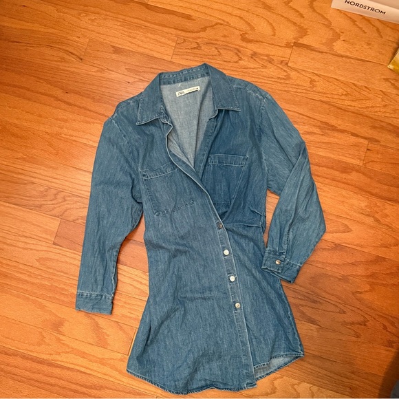 Zara Asymmetrical Denim Dress - Picture 1 of 6